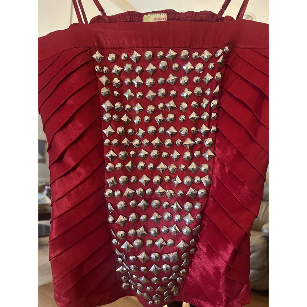 Wildcat Vintage Bedazzled Top Women 2XL Red Embellished - Picture 2 of 6